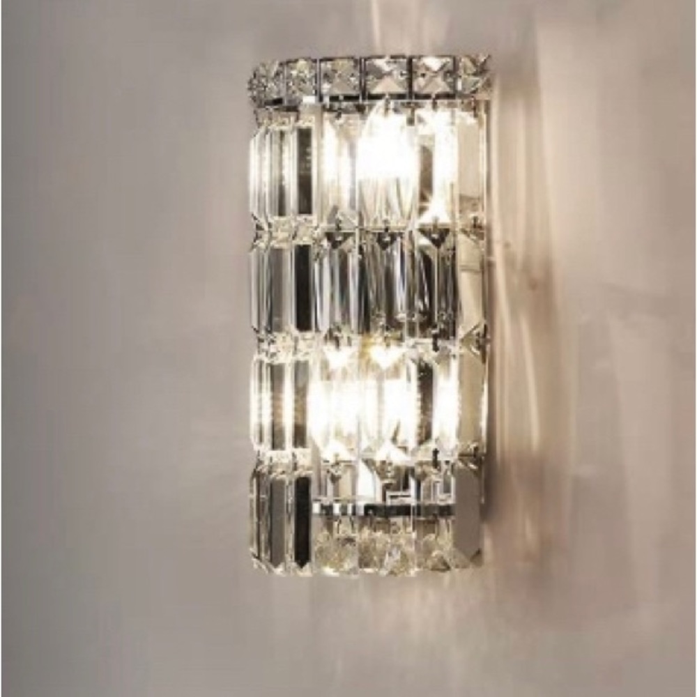 New! Modern Crystal Wall Sconce, Chrome Wall Light, Semicircle Base H11.8 xD5.9